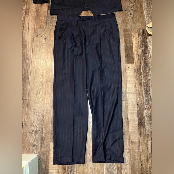 Ermenegildo Zegna Centoventimila Wool Suit in Navy Pinstripe Size 56 - Picture 4 of 13